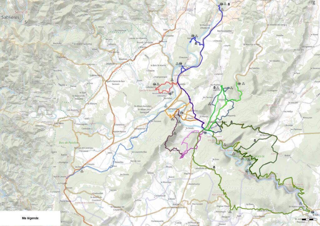 carte des propositions d'itinéraires à vélos