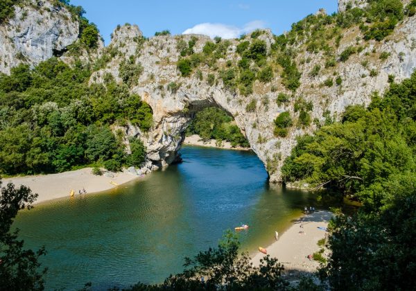 Ardeche France Pont d Arc, view of Narural arch Pont D'arc Canyon France