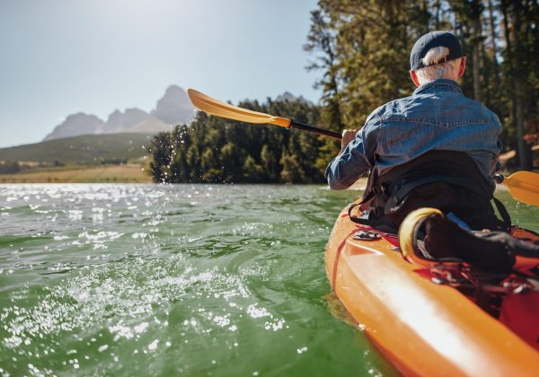 Man canoeing in a lake